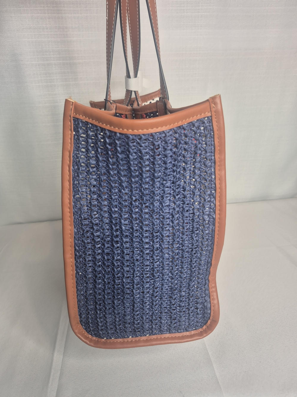 Aldo Woven Straw Tote with Red-White-Blue Stripes and Brown Trim NWT - Picture 7 of 11